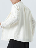 Chinese Style Linen Shirt Button Pocket Man Loose Men’s Top