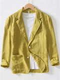 Men's Casual Solid Color Cotton Suit Collar Jacket