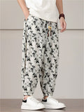 Men's Summer Chinese Style Butterfly Print Loose Fit Harem Pants