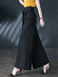 Women's Drape Jacquard High Waist Wide Leg Dress Pants with Belt