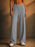 Womens High Waisted Soft Pintuck Straight Wide Leg Pants