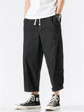 ‌Men's Summer Casual Loose Fit Denim Cropped Pants with Drawstring Waist‌