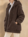Women's Autumn Fleece Zip Up Oversized Hooded Coat