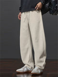 Men's Comfy Japanese Style Loose Fit Casual Scimitar Pants Autumn Daily Wear