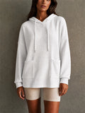 Womens Pullover Waffle Knit Hoodie with Pockets