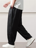 Men's Retro Chinese Style Plum Blossom and Bamboo Print Wide Leg Pants