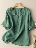 Women's Summer Solid Color Peter Pan Collar Shirts