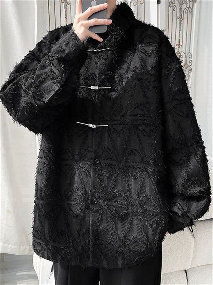 Mens Fashion Chinese Style Long Sleeve Fringe Shirt
