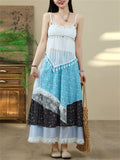 Women's White Sequin Fringe Strap Top & Patchwork Asymmetric Skirt Set