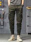Men's Casual Streetwear Thickened Cargo Jogger Pants Regular Fit
