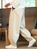 Men's Chinese Style Linen Blend Loose Fit Casual Bloomer Pants
