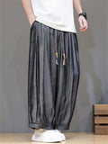 Men's Summer Chinese Style Pleated Baggy Loose Fit Pants