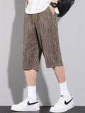 Men's Summer Cool Comfy Drawstring Striped Loose Capri Pants