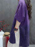 Women's Summer Gradient Distressed Loose Splited Short Sleeve Shirt