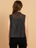 Women's Ethnic Style Retro Phoenix Embroidered Round Neck Vest