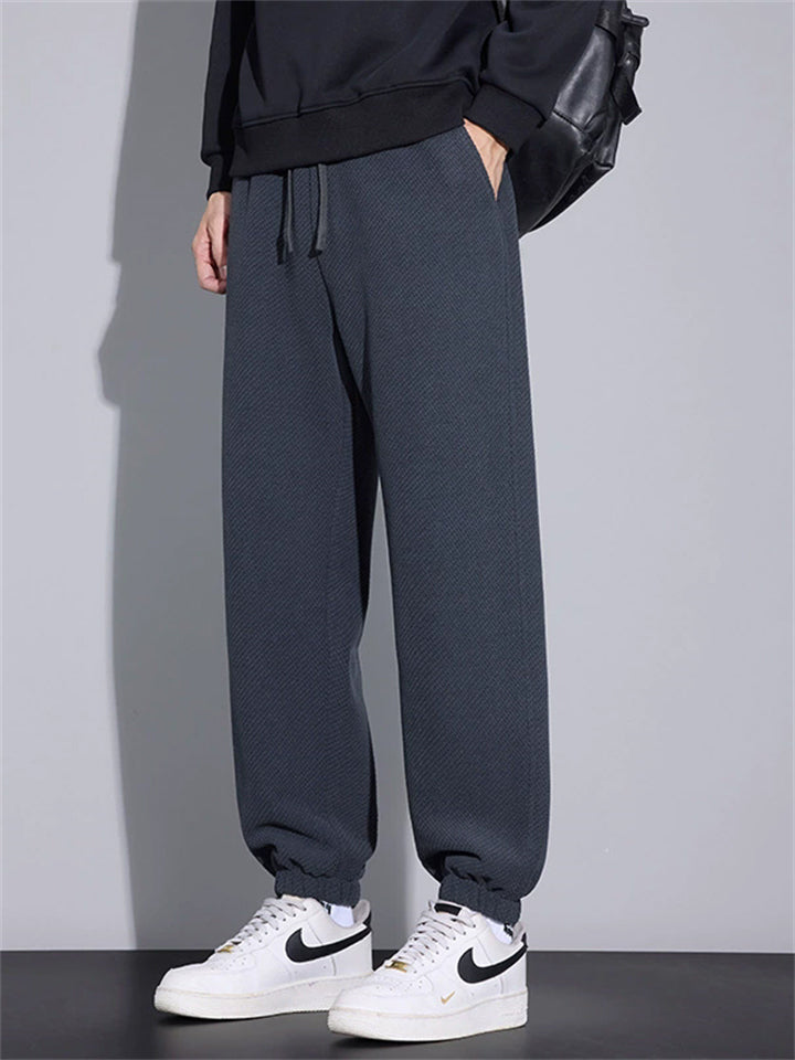 Men's Casual Drawstring Anti-Wrinkle Twill Knit Jogger Pants