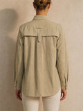 Women Button Down Shirt Quick Dry Roll Sleeve Outdoor Top