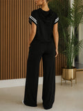 Womens 2 Piece Sporty Striped Hoodie Pants Set