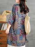 Summer Casual Ethnic Style V-neck Floral Print Shirts For Women