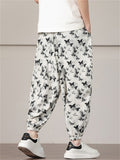 Men's Summer Chinese Style Butterfly Print Loose Fit Harem Pants