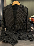 Trendy Pleated Texture Design Long Sleeve Cardigan Jacket for Women
