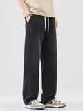 Men's Comfy Breathable Drawstring Drape Straight Leg Denim Pants