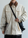 Retro Men's Casual Lapel Long Sleeve Pocket Cargo Jacket
