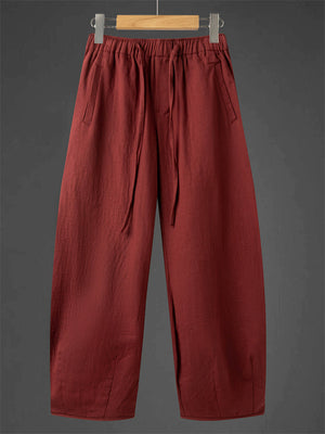 Men's Autumn Vintage Simple Chinese Style Solid Color Scimitar Pants