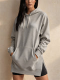 Women Casual Oversized Hoodie Long Tunic Sweatshirt with Side Slits