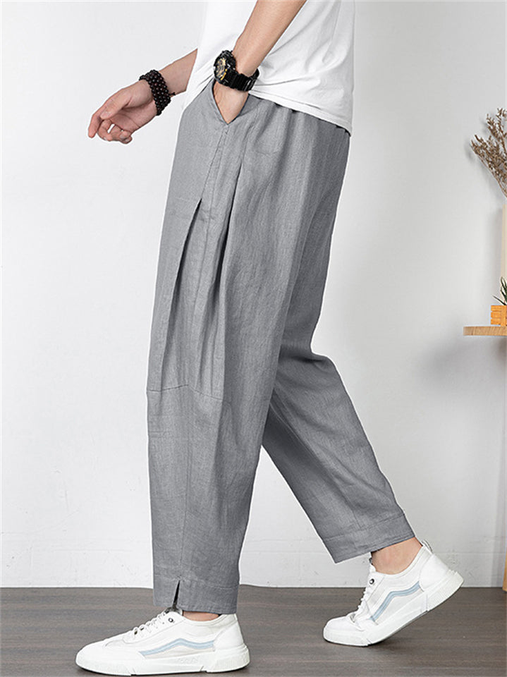 Men's Summer Comfy Solid Color Linen Straight Pants