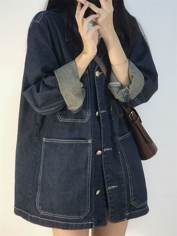 Women's Korean Style Casual Pockets Denim Jacket