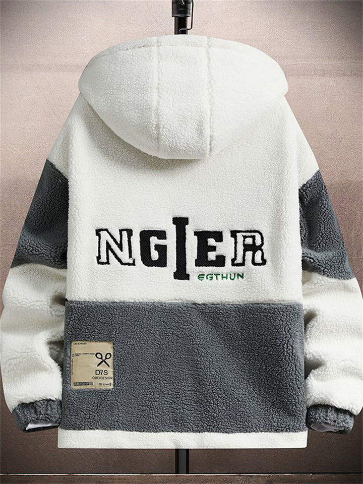 Casual Color Block Men's Winter Warm Fleece Lined Hooded Coat‌s