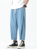 ‌Men's Summer Casual Loose Fit Denim Cropped Pants with Drawstring Waist‌