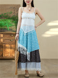 Women's White Sequin Fringe Strap Top & Patchwork Asymmetric Skirt Set