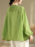 Women's Summer Elegant Loose Lace Patchwork Solid Color Long Sleeve Shirts