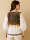 Women's Ethnic Style Patchwork Vest with Metal Pendant Decoration