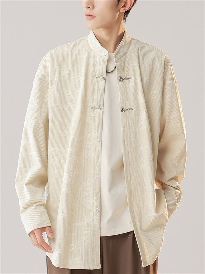 Men's Comfy Print Long Sleeve Stand Collar Shirts