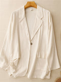 Women's Casual Solid Color Long Sleeve Suit Collar Jacket
