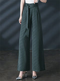 Women's Drape Jacquard High Waist Wide Leg Dress Pants with Belt