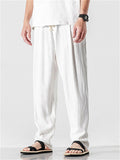 Men's Comfortable Linen Regular Fit Straight-Leg Trousers
