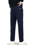 Men's Simple Slim Fit Drawstring Winter Fleece Lined Casual Pants