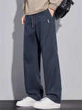 ‌Men's Autumn Winter Mid Waist Drape Straight Leg Loose Fit Casual Pants‌