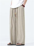Men's Summer Cool Casual Solid Color Wrinkled Drape Wide Leg Pants
