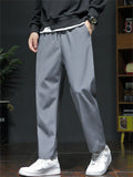 Men's Summer Casual Straight Leg Pants with Elastic Waistband