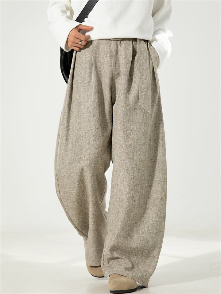 Men's Chic Retro Solid Color Pleated Drape Scimitar Wide Leg Pants