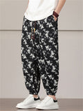 Men's Summer Chinese Style Butterfly Print Loose Fit Harem Pants