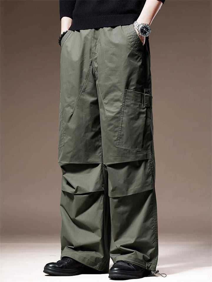 ‌Men's Autumn Retro Loose Fit Straight Leg Baggy Cargo Parachute Pants