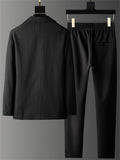 Men's 2Pcs Korean Style Texture Single Breasted Pockets Solid Color Outfits