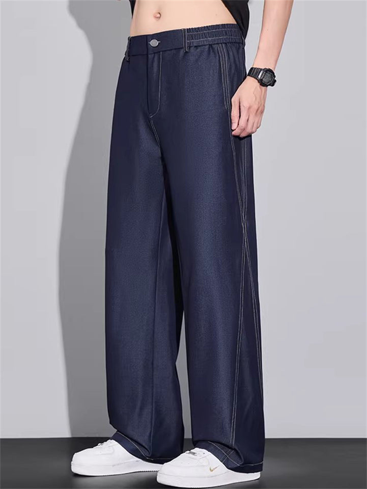 Men's Summer Baggy Wide Leg Contrast Stitching Relaxed Fit Pants