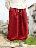 Men's Casual Trendy Solid Color Wide Leg Corduroy Bloomers Pants